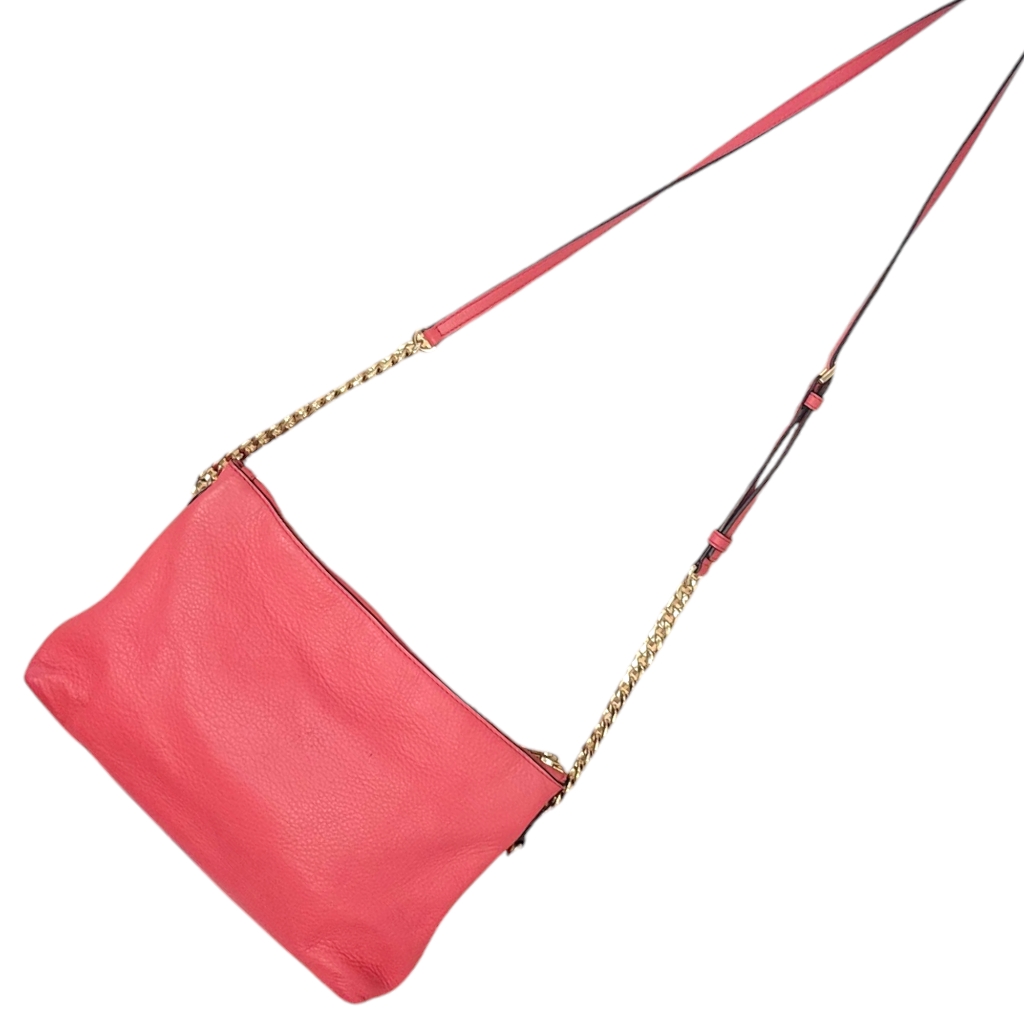 Michael Kors Jet Set Medium Pebbled Leather Crossbody Bag With Gold Chain Strap
